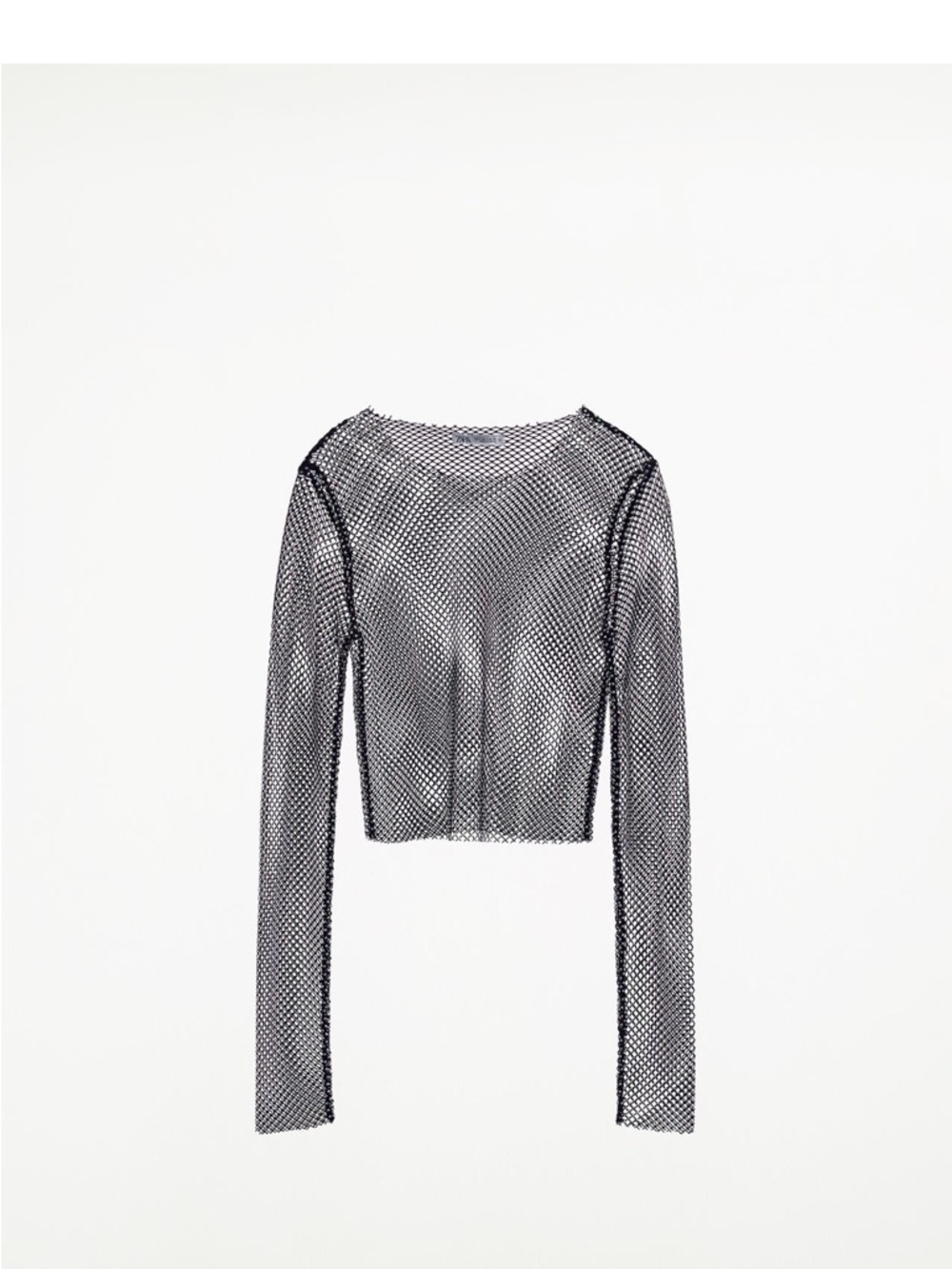 Cropped Mesh T-Shirt with Shimmer